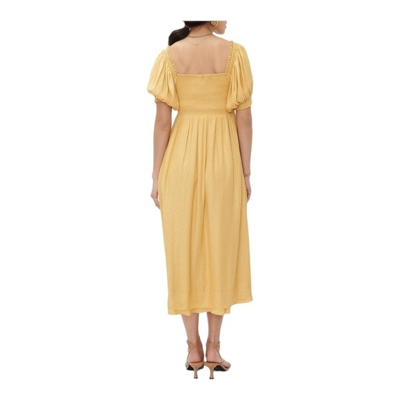 Hatch Elia Yellow Puff Sleeve Smocked Maternity Midi Dress Size L NWT - Picture 7 of 14